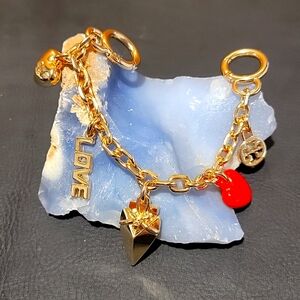 Tory Burch Gold Heart Love & Key Fob Keychain Bag Charm